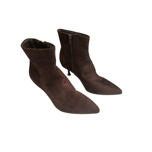 Rachel Zoe Women's Zoe Faux Suede Kitten Heel Ankle Boots Brown 6.5 NWOB - Picture 2 of 6